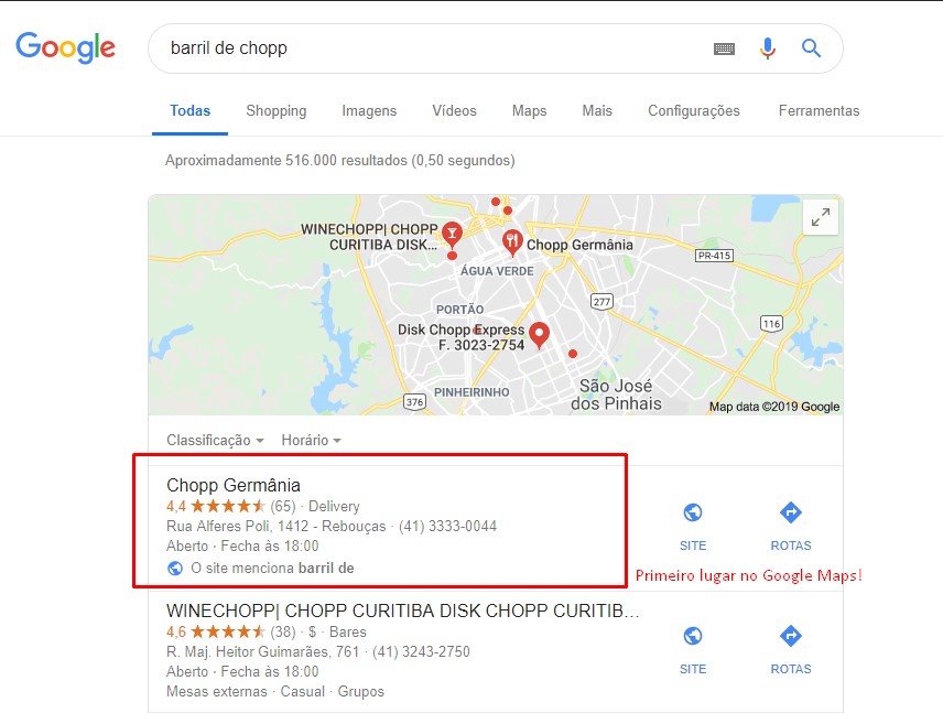 Posicionamento orgânico Peg Chopp.